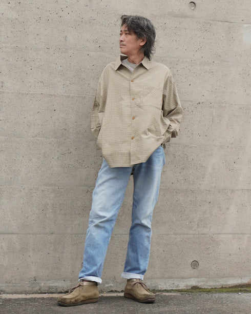 Dobby Check Over Shirt / Beige・Blue・Charcoal