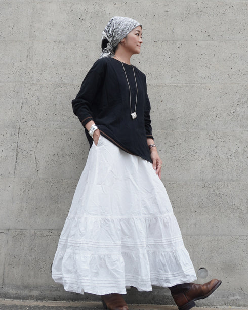 Raffy Cotton Ease Long Sleeve Tee / White・Gray・Black