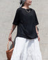 Linen 2way Henley Tee / Khaki・Black