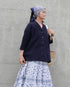 Linen Cotton Open Collar Shirt / Beige・Navy