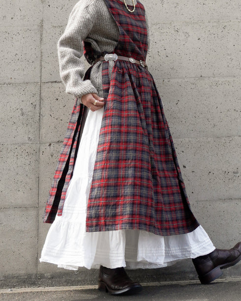 Nel Check Apron Dress / Black Watch・Red Check