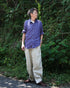 Linen Relaxed Unisex Shirt / Khakibeige・Frenchblue