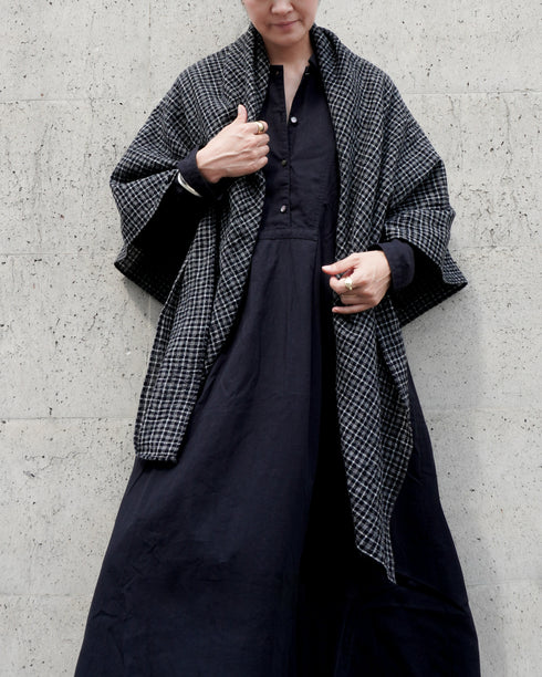 Wool Check Square Stole / Gingham Check・Small Check
