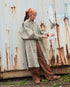 Linen Tuck Shirt Dress / Khakibeige・Frenchblue
