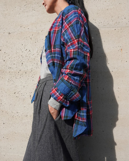 INDIGO Tartan Over Shirt / Red・Blue