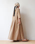 Linen Cotton Open Collar Dress / Beige・Navy