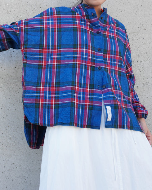 INDIGO Tartan Over Shirt / Red・Blue