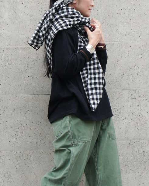 Wool Check Square Stole / Gingham Check・Small Check
