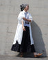 Linen Tuck Shirt Dress / White・Black