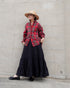 〈予約〉INDIGO Tartan Frill Tuck Blouse / Red・Blue