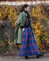 INDIGO Tartan Gathered Skirt / Red・Blue