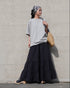 Tuck Tiered Skirt / White・Black