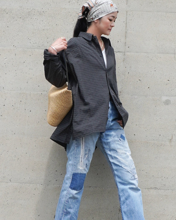 Dobby Check Over Shirt / Beige・Blue・Charcoal