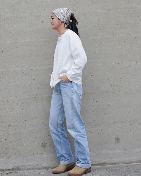 Raffy Cotton Ease Long Sleeve Tee / White・Gray・Black