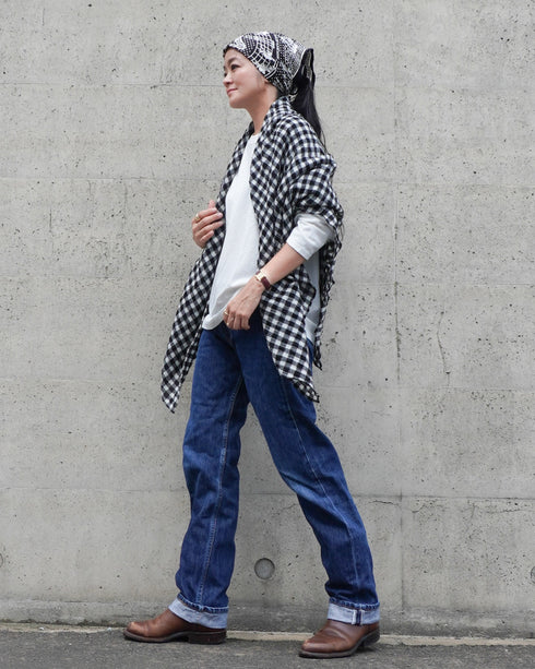 Wool Check Square Stole / Gingham Check・Small Check