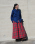 INDIGO Tartan Gathered Skirt / Red・Blue