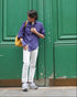 Linen Relaxed Unisex Shirt / Khakibeige・Frenchblue