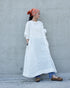 Linen Gather Dress / White・Black