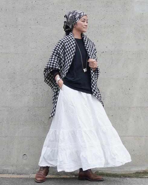 Wool Check Square Stole / Gingham Check・Small Check