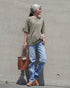 Linen 2way Henley Tee / Khaki・Black