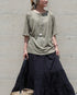 Linen 2way Henley Tee / Khaki・Black