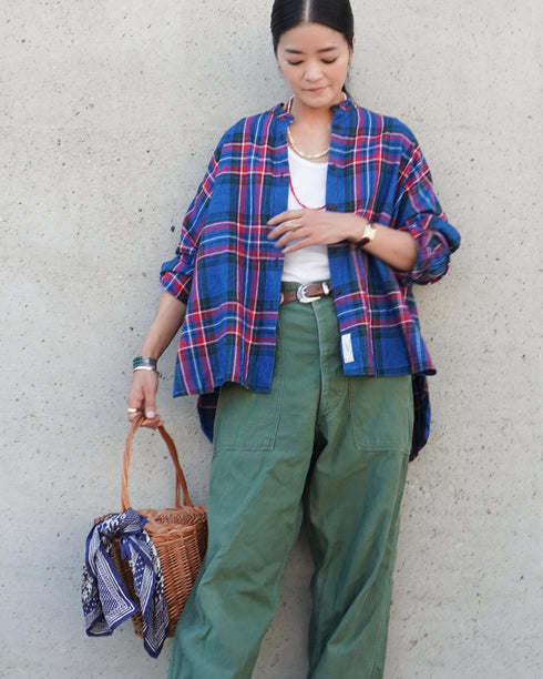 INDIGO Tartan Over Shirt / Red・Blue