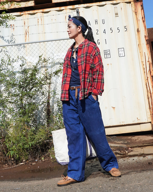 INDIGO Tartan Over Shirt / Red・Blue