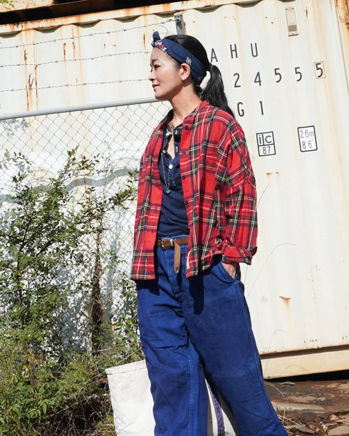 INDIGO Tartan Over Shirt / Red・Blue