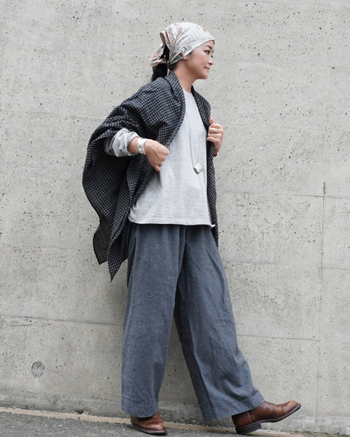 Wool Check Square Stole / Gingham Check・Small Check