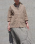 Linen Cotton Open Collar Shirt / Beige・Navy
