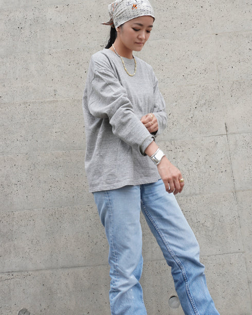Raffy Cotton Ease Long Sleeve Tee / White・Gray・Black