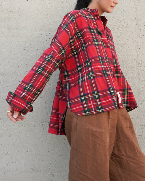 INDIGO Tartan Over Shirt / Red・Blue