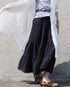 Tuck Tiered Skirt / White・Black