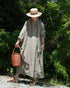 Linen Gather Dress / Khakibeige・Frenchblue