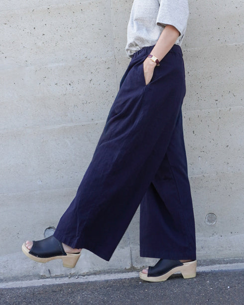 Linen Cotton Tuck Pants / Beige・Navy