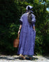 Linen Gather Dress / Khakibeige・Frenchblue