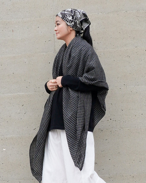Wool Check Square Stole / Gingham Check・Small Check