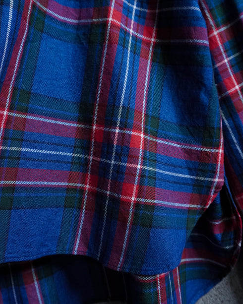 INDIGO Tartan Over Shirt / Red・Blue
