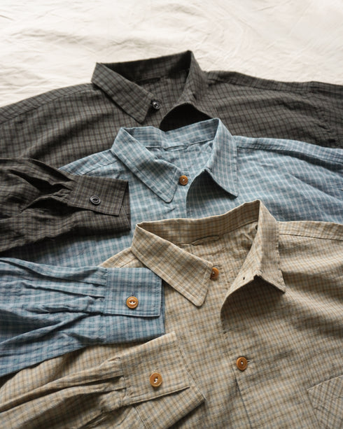 Dobby Check Over Shirt / Beige・Blue・Charcoal