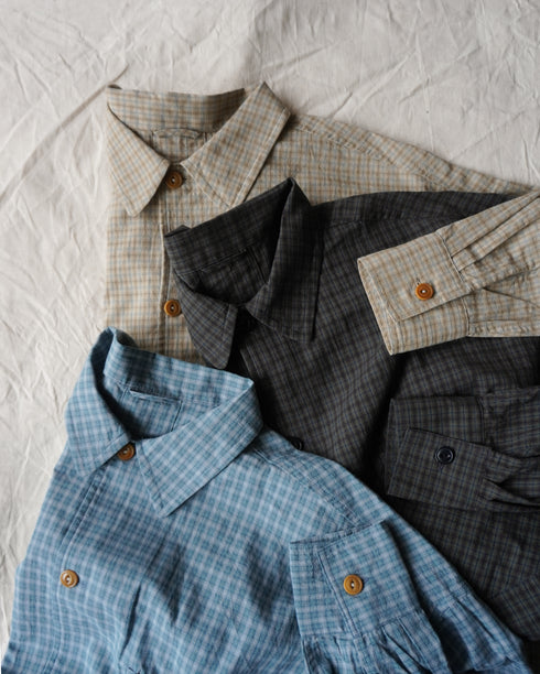Dobby Check Over Shirt / Beige・Blue・Charcoal