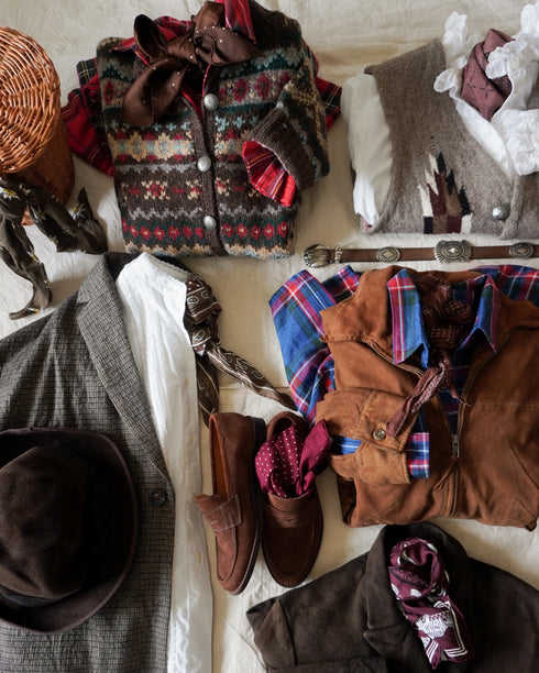 Jacquard Shetland Wool Knit Cardigan / Brown