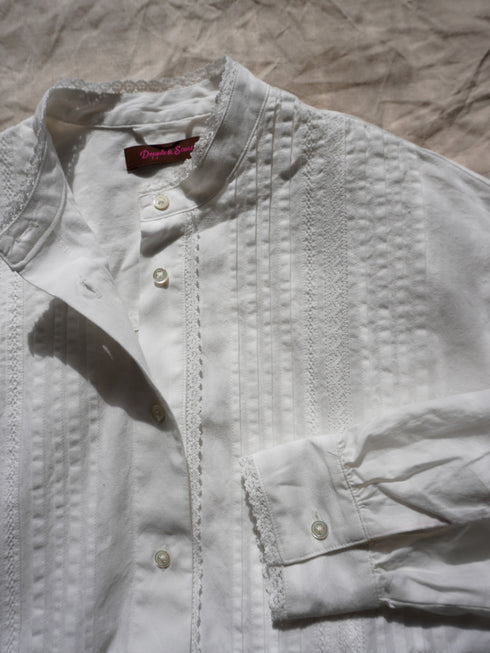Heirloom Pintuck Lace Blouse / White