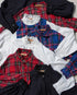 INDIGO Tartan Frill Tuck Blouse / Red・Blue