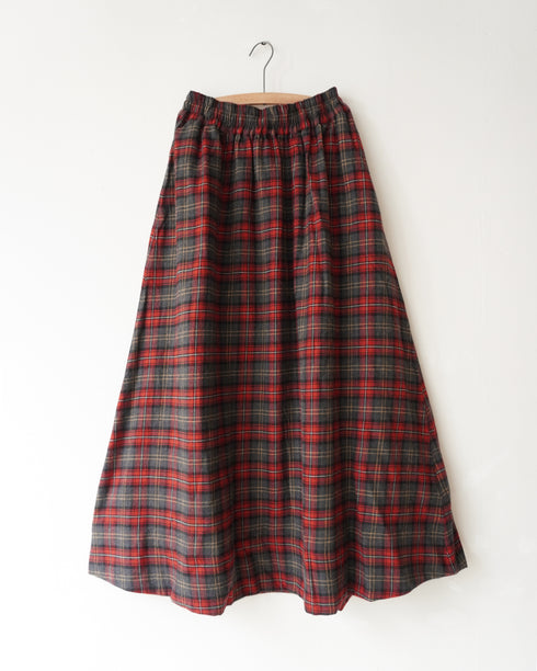 Nel Check Gathered Skirt / Black Watch・Red Check