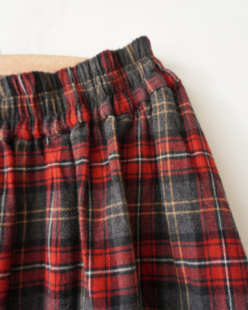 Nel Check Gathered Skirt / Black Watch・Red Check