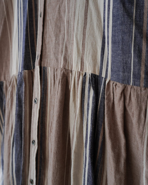 BasShu × Dopple&Scent Gathered Shirt Dress / BROWN