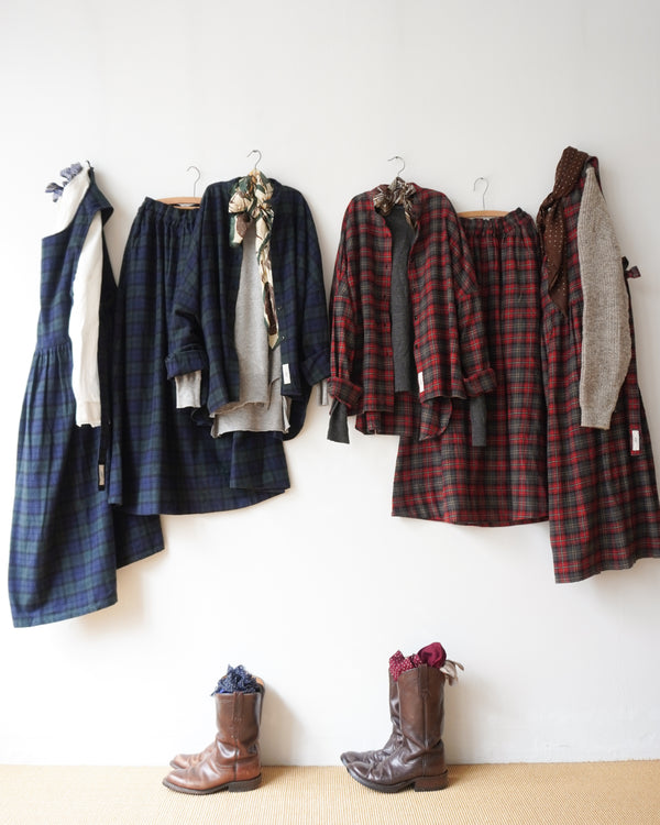 Nel Check Over Shirt / Black Watch・Red Check