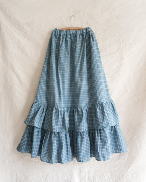 Dobby Check Frill Skirt / Beige・Blue・Charcoal