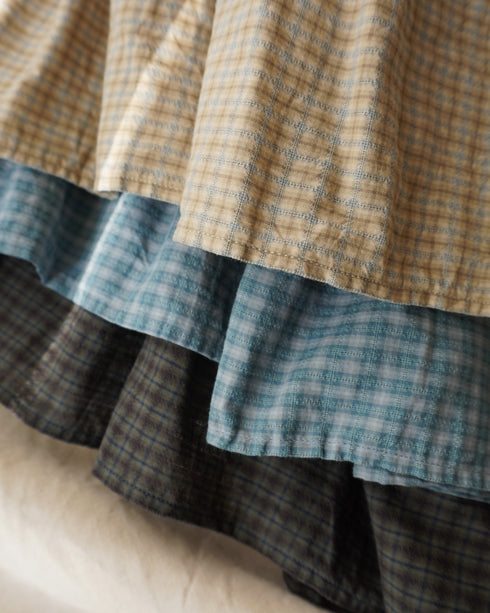 Dobby Check Frill Skirt / Beige・Blue・Charcoal