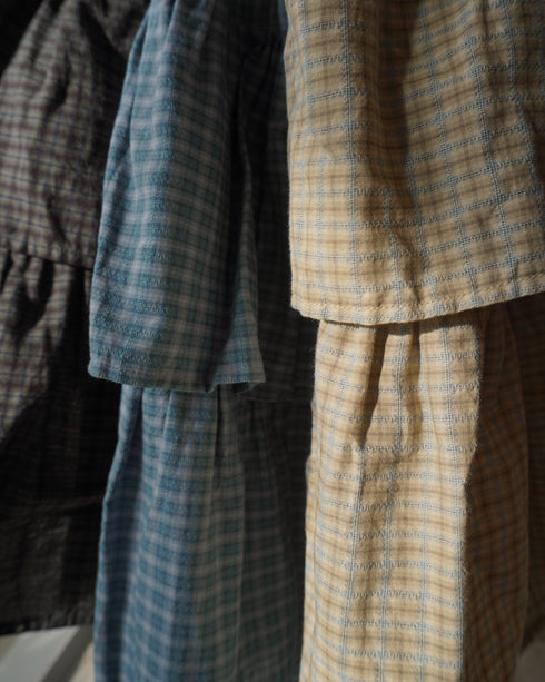 Dobby Check Frill Skirt / Beige・Blue・Charcoal